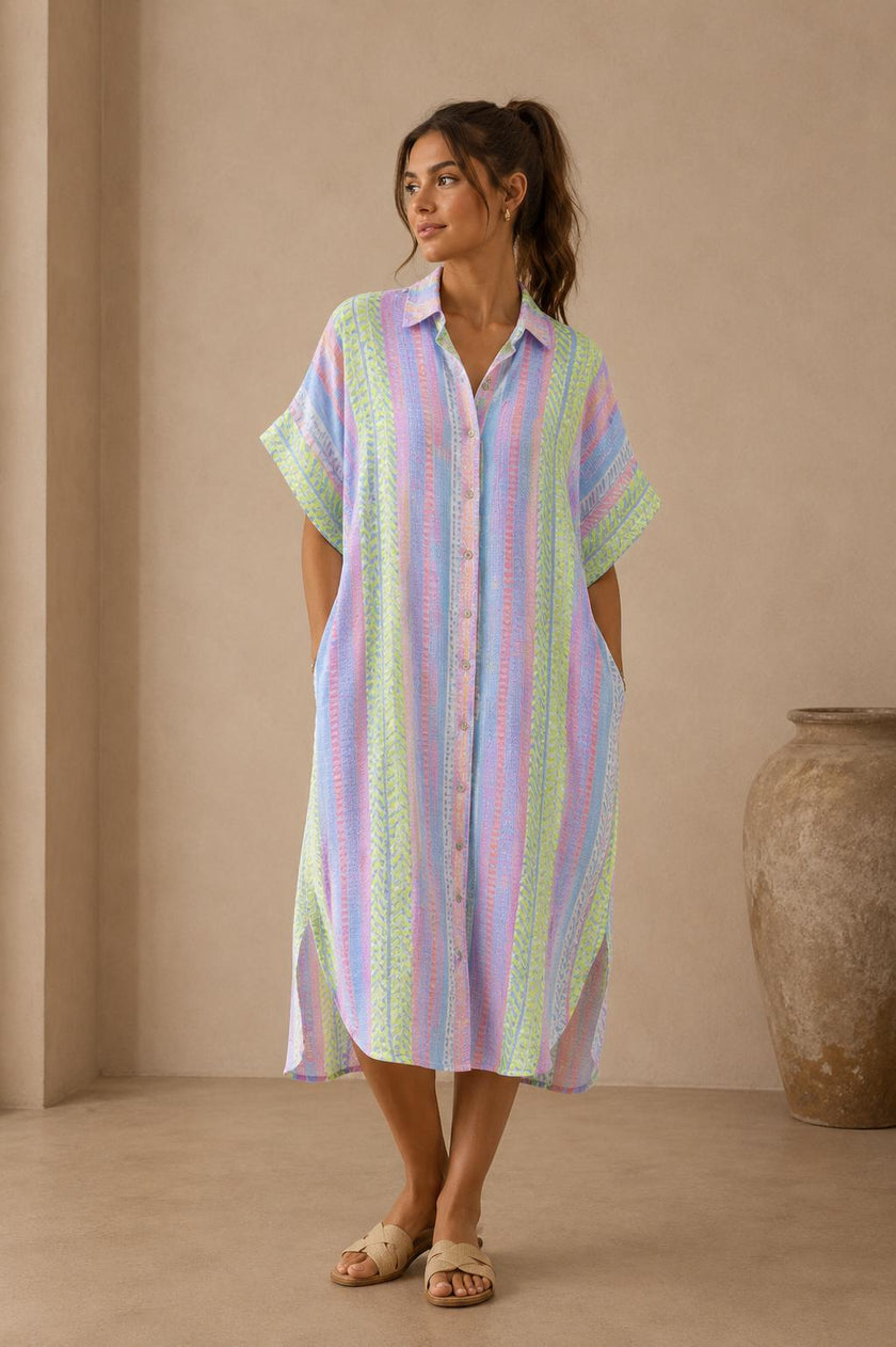 Gigi Striped Oversized Shirt Dress