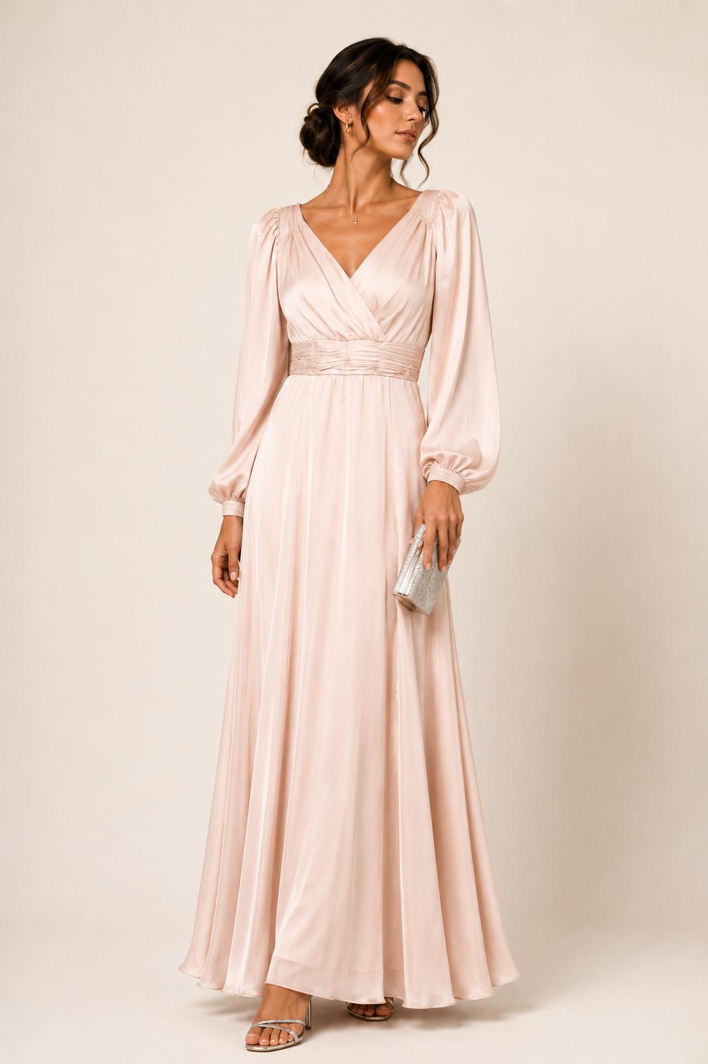 Tina Long Sleeve Evening Maxi Dress