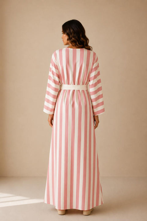 Meryl Striped Belted Maxi Dress
