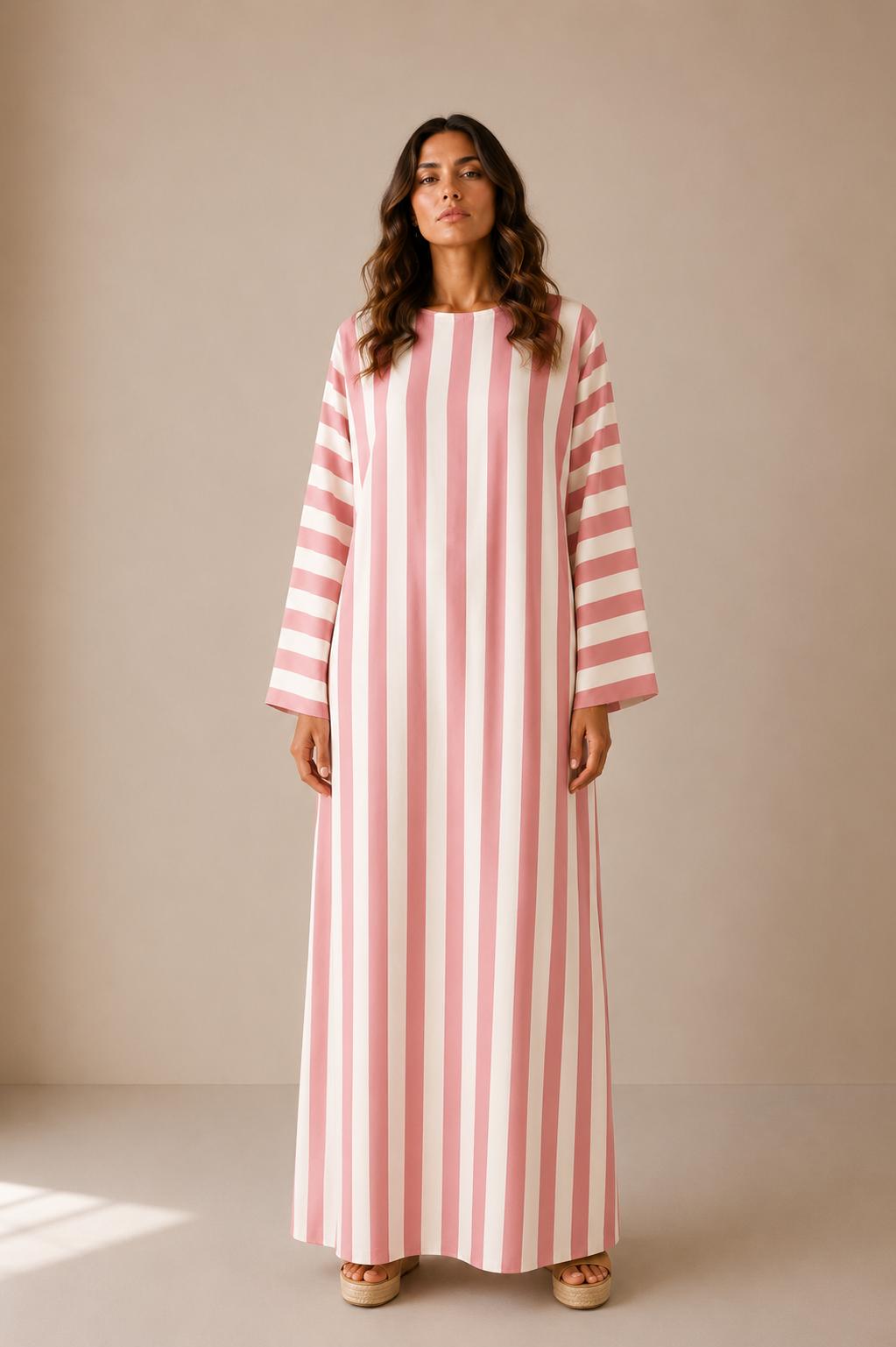 Serena Striped Belted Maxi Dress