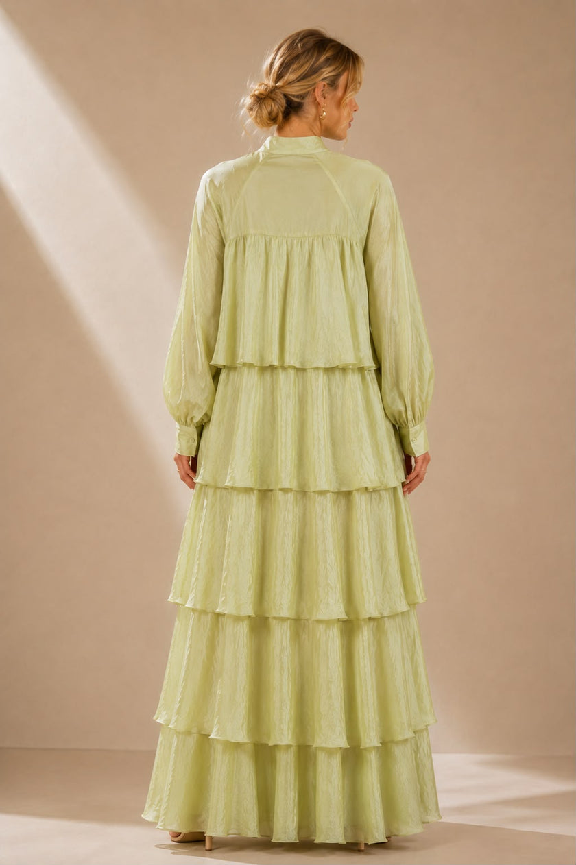 Veronica Tiered Tie-Neck Maxi Dress