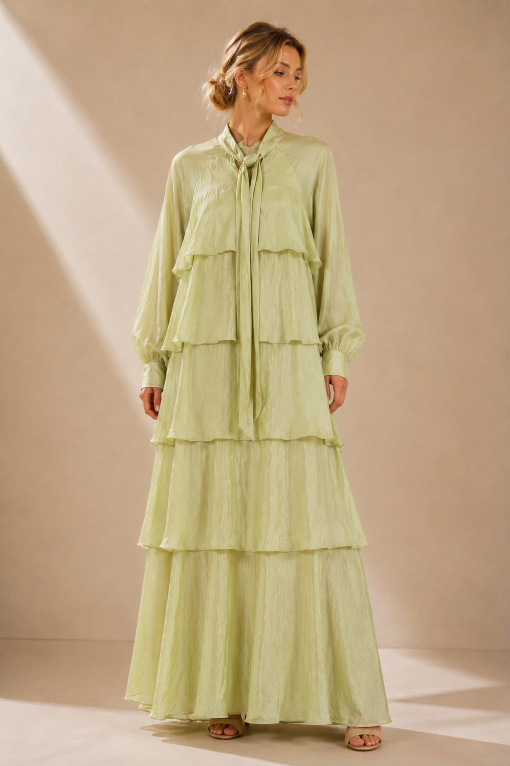 Veronica Tiered Tie-Neck Maxi Dress