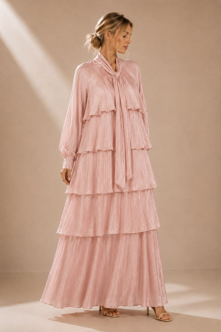 Veronica Tiered Tie-Neck Maxi Dress