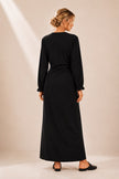 Jasmine Black Maxi Dress with Gold Buckle – Modern Elegance