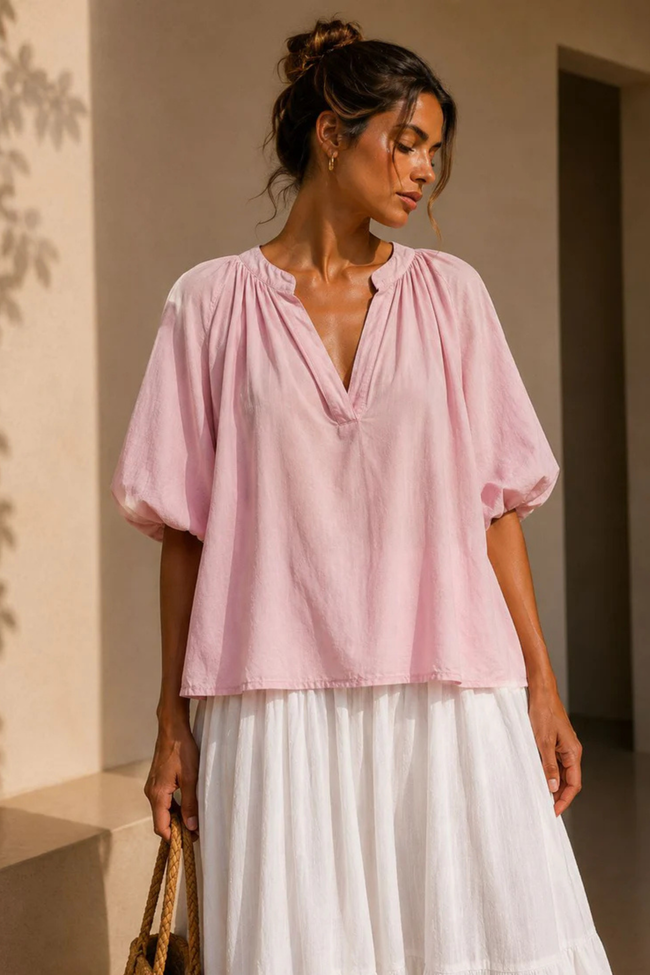 Ella Puff Sleeve Cotton Top